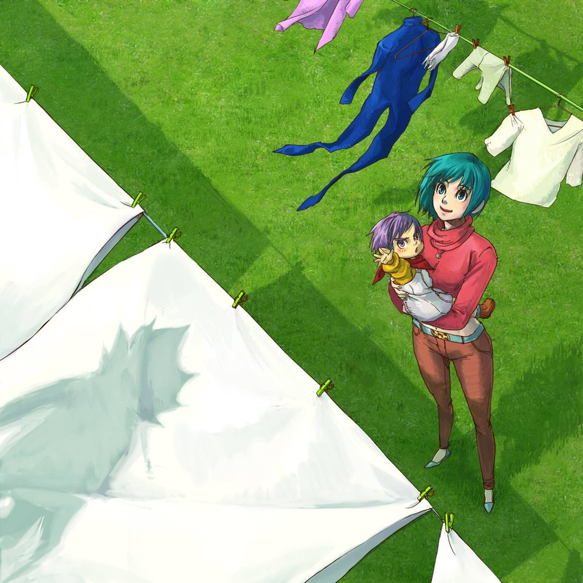 vegeta, bulma, and trunks (dragon ball and 1 more) drawn by tsumujin