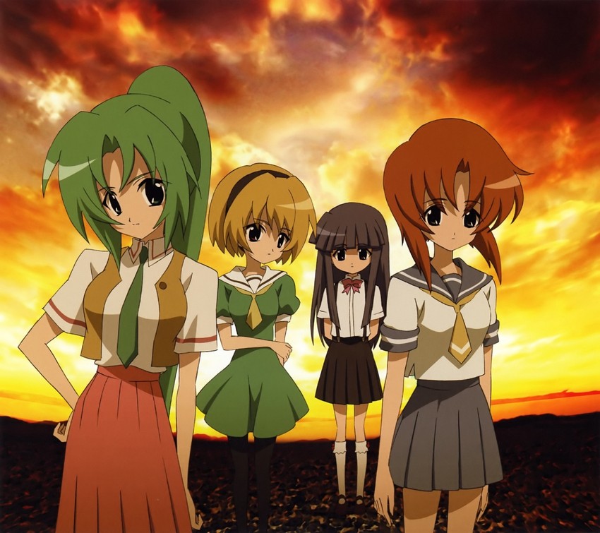 furude rika, ryuuguu rena, houjou satoko, and sonozaki mion (higurashi no naku koro ni) drawn by sakai_kyuuta