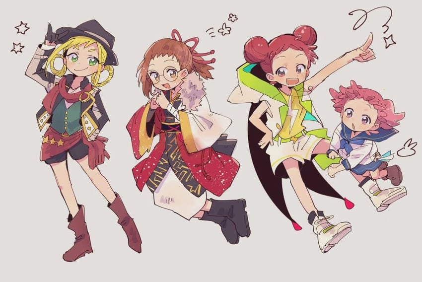 harukaze doremi, fujiwara hazuki, asuka momoko, and harukaze poppu (ensemble stars! and 1 more) drawn by mitobinyo
