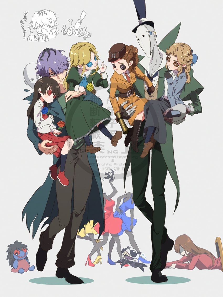 ib, mary, garry, doll, lady in red, and 5 more (identity v and 1 more) drawn by imotu