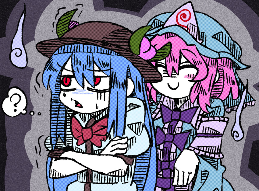 saigyouji yuyuko and hinanawi tenshi (touhou) drawn by suenari_(peace)