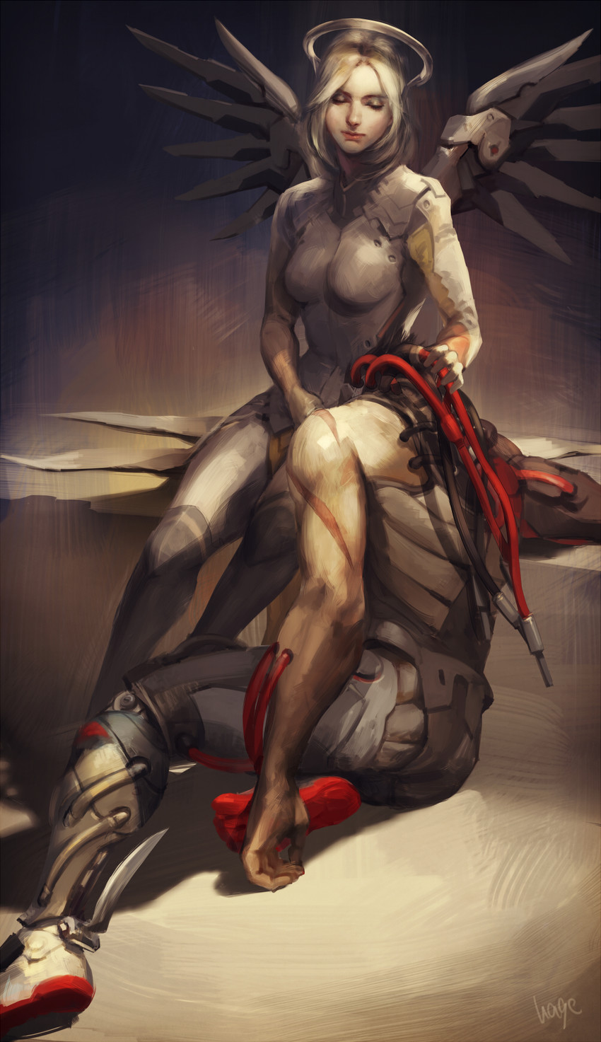 mercy, genji, and blackwatch genji (overwatch and 1 more) drawn by hage2013