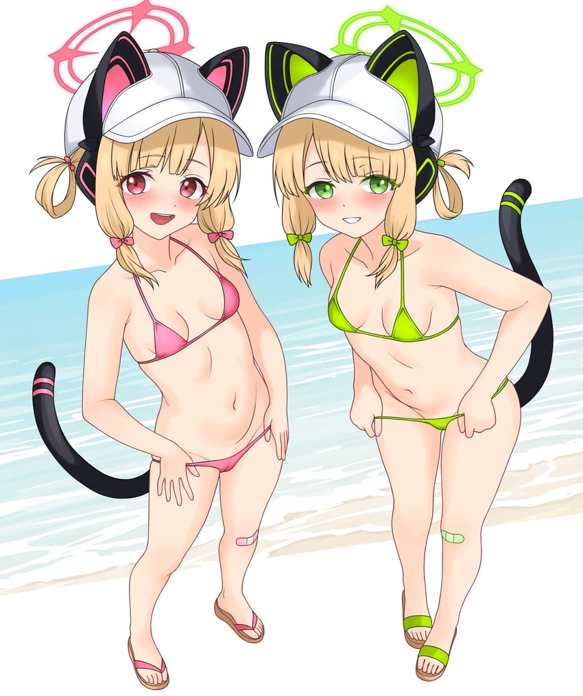 momoi and midori (blue archive) drawn by feichu_keju