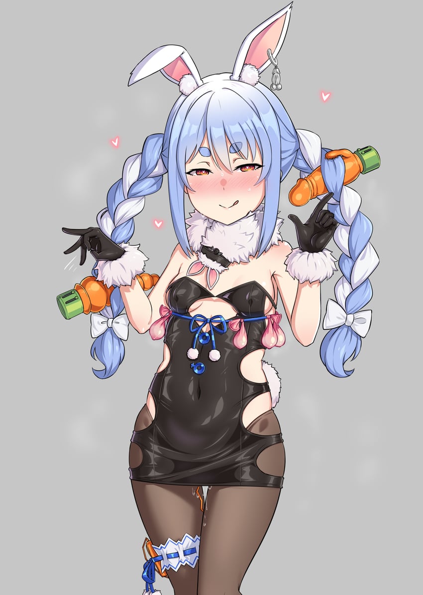 usada pekora and don-chan (hololive) drawn by gozaru