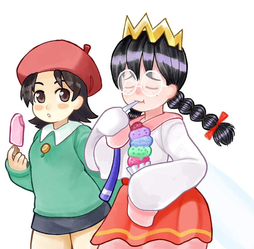 adeleine and ripple star queen (kirby and 1 more) drawn by drawfag