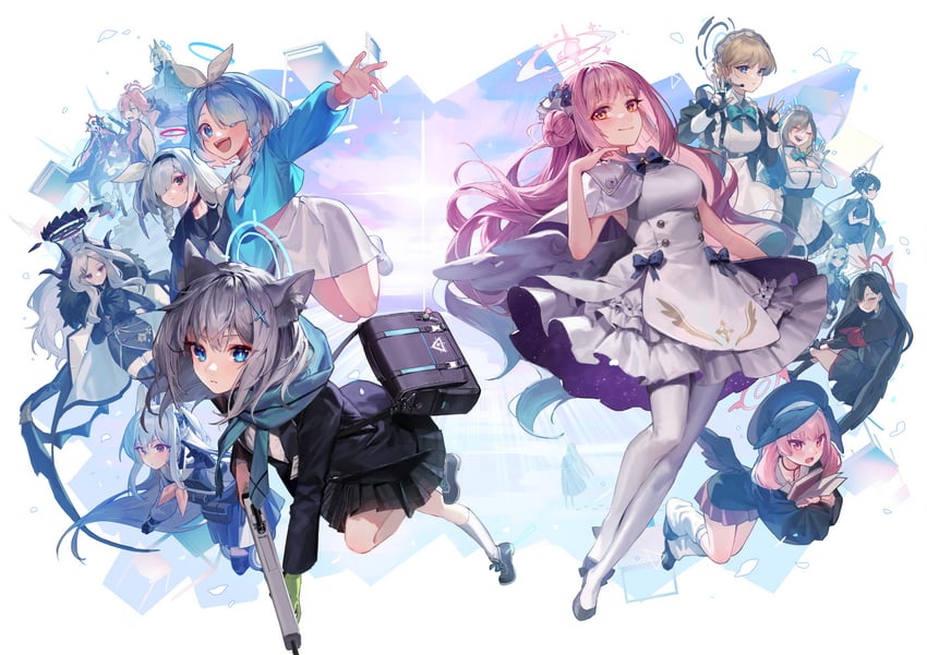 asuna, hina, shiroko, mika, toki, and 10 more (blue archive) drawn by nabezuru