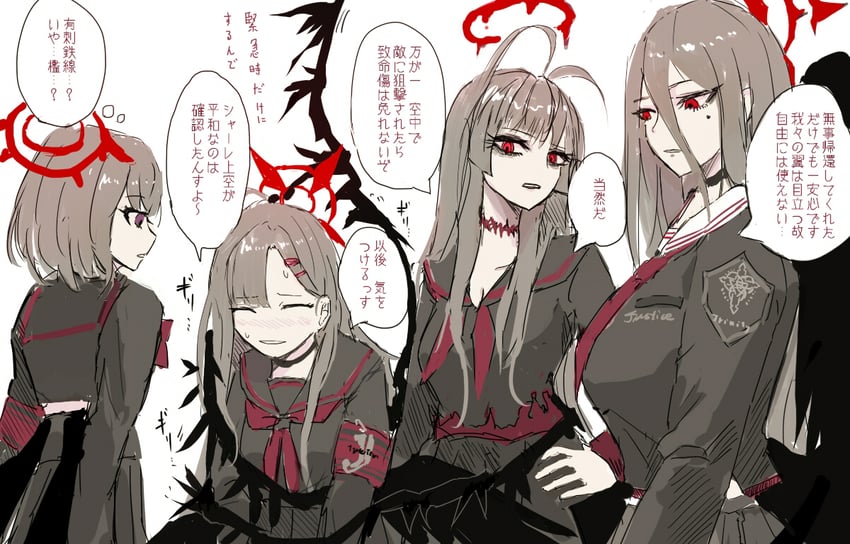 hasumi, ichika, tsurugi, and mashiro (blue archive) drawn by fantomyu