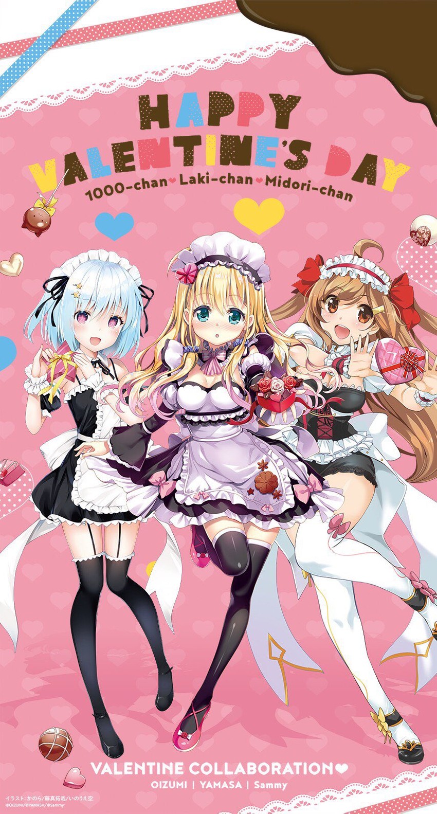 midori-chan, 1000-chan, and nijikawa laki (project upd8 and 3 more) drawn by fujima_takuya, inoue_sora, and kanora