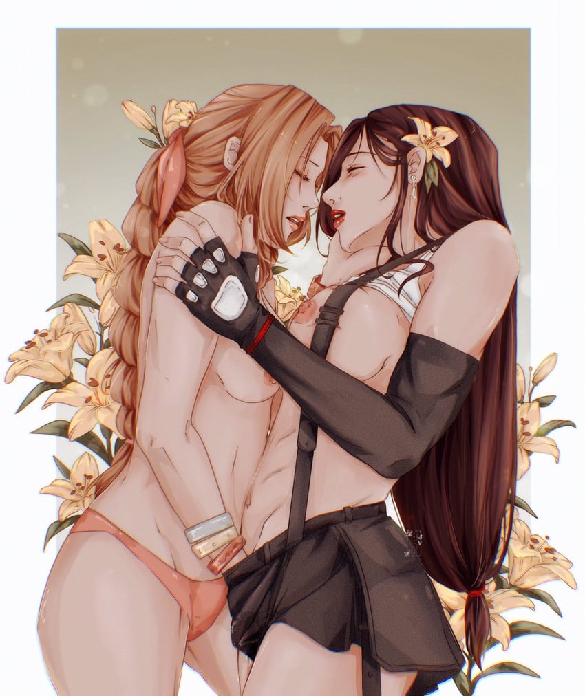 tifa lockhart and aerith gainsborough (final fantasy and 2 more) drawn by shanlieart