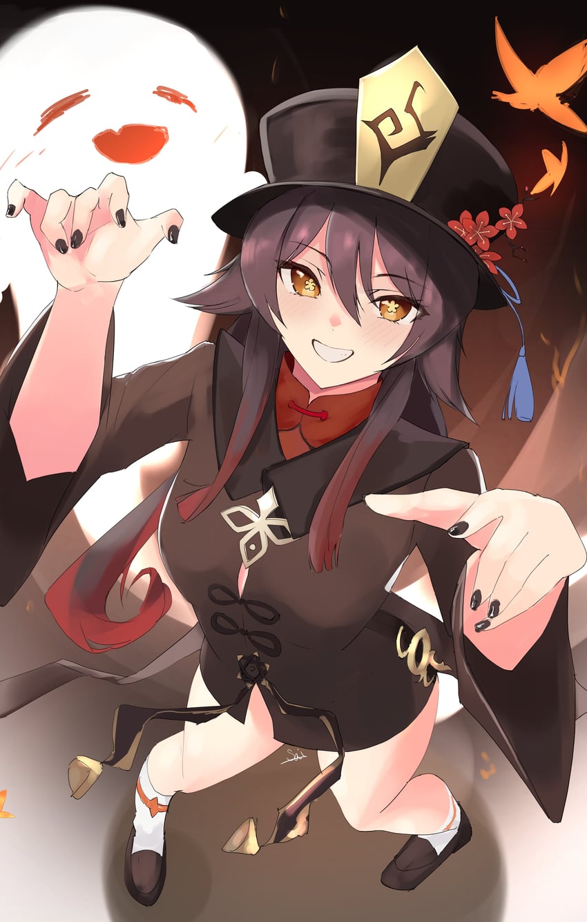 hu tao and boo tao (genshin impact) drawn by s4ika