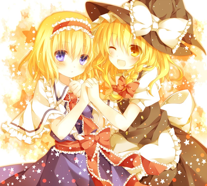 kirisame marisa and alice margatroid (touhou) drawn by mogu_(au1127)
