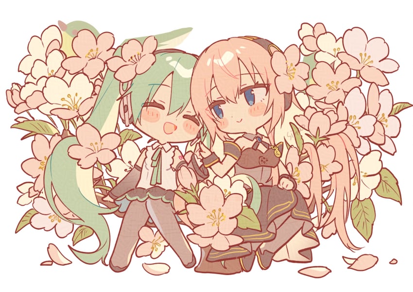 hatsune miku and megurine luka (vocaloid and 1 more) drawn by sinaooo