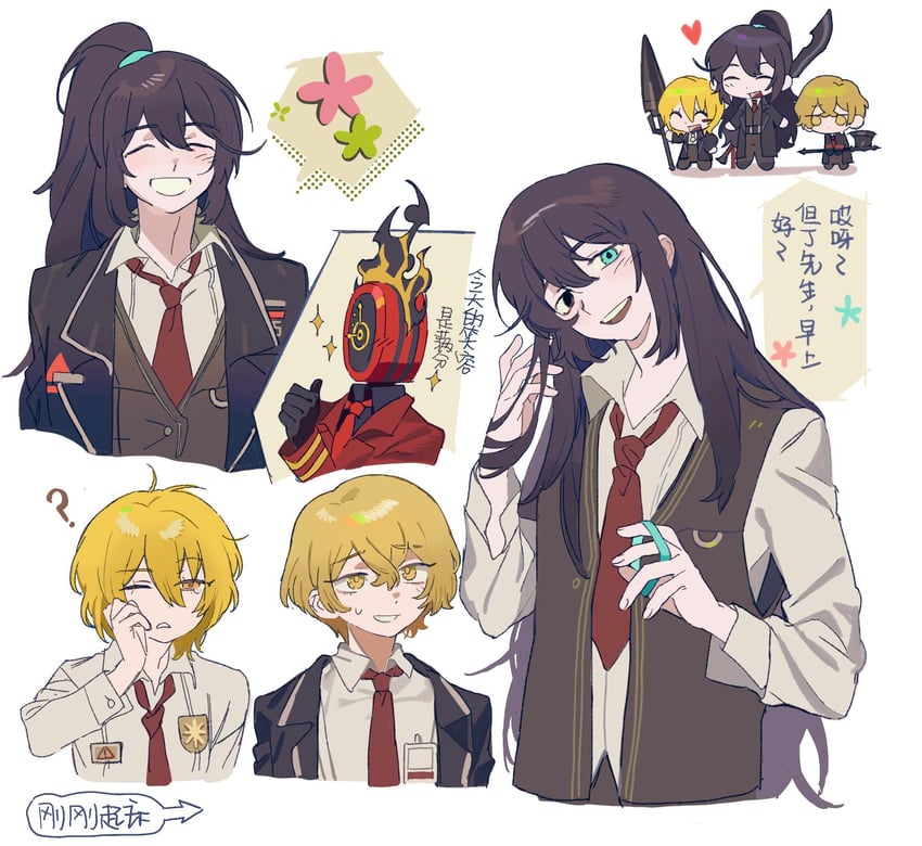 don quixote, sinclair, hong lu, and dante (project moon and 1 more) drawn by yuriyaki003