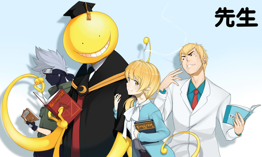 hatake kakashi, ellen baker, koro-sensei, and onizuka eikichi (naruto and 3 more) drawn by keiryuu_seo