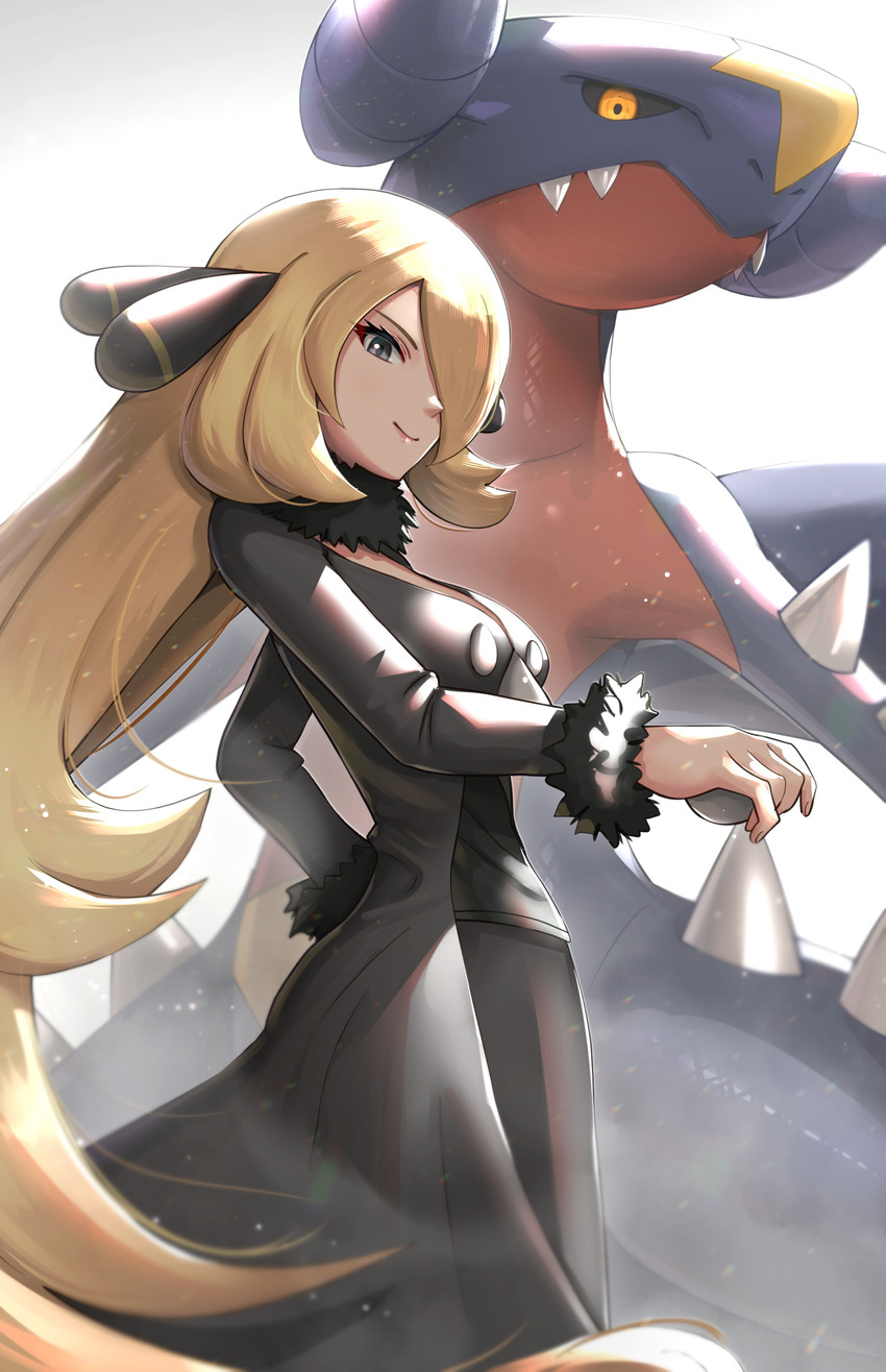 cynthia and garchomp (pokemon and 1 more) drawn by gonzarez