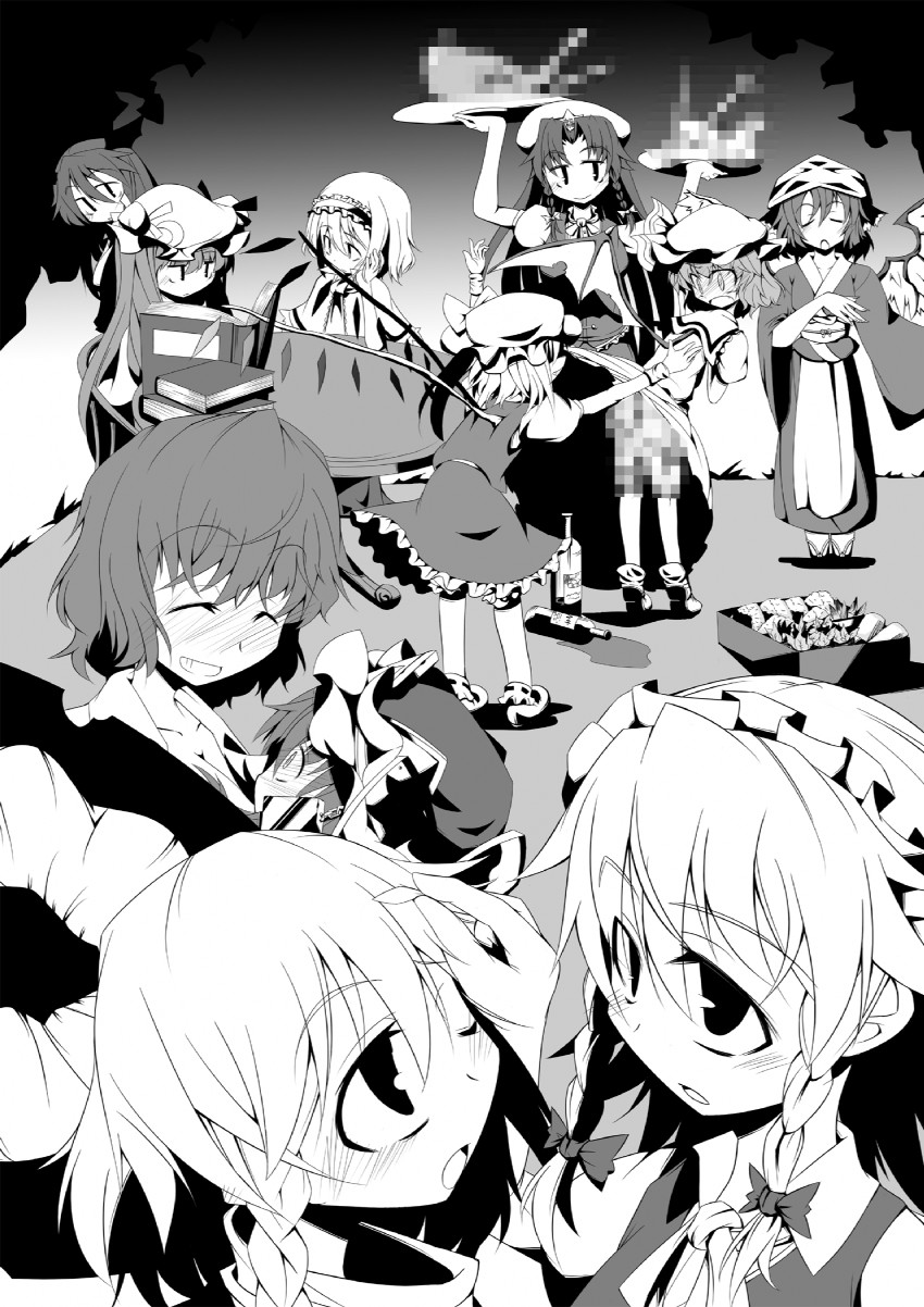 kirisame marisa, remilia scarlet, flandre scarlet, izayoi sakuya, alice margatroid, and 6 more (touhou) drawn by colt_(tetsuya)