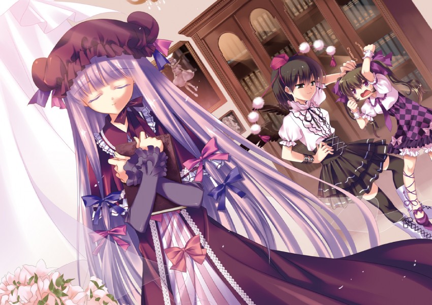 remilia scarlet, flandre scarlet, patchouli knowledge, shameimaru aya, hong meiling, and 1 more (touhou) drawn by kikichan