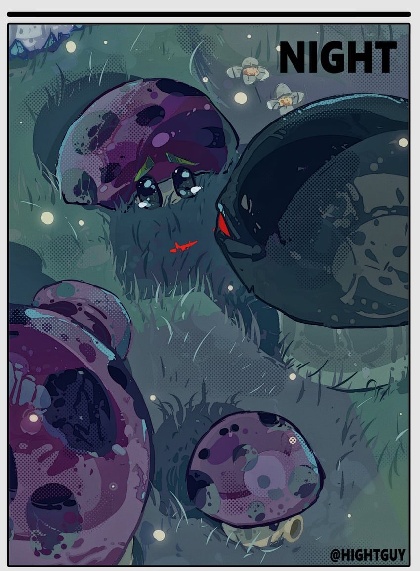 puff-shroom, doom-shroom, scaredy-shroom, and fume-shroom (plants vs. zombies) drawn by hightguy