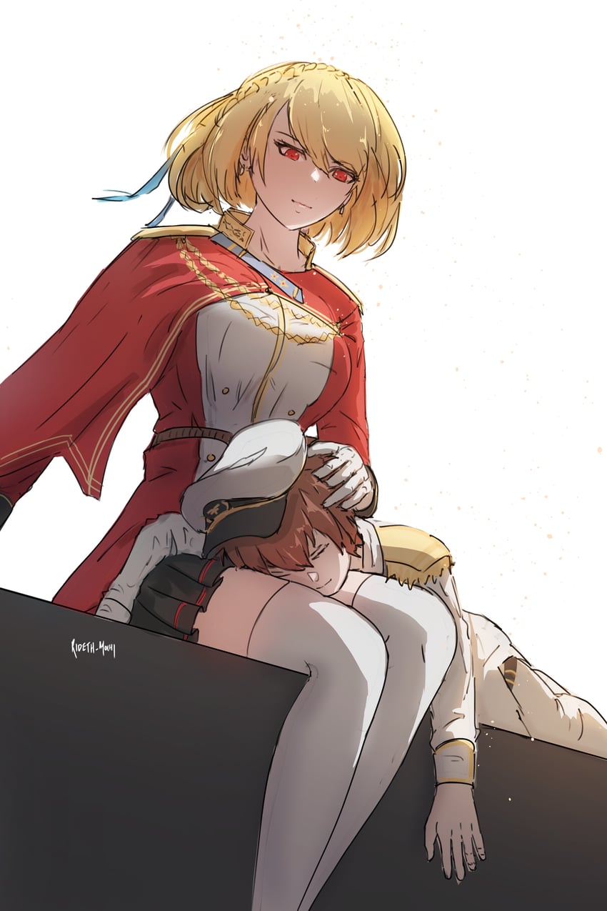 commander, prince of wales, and little boy commander (azur lane) drawn by rideth_mochi