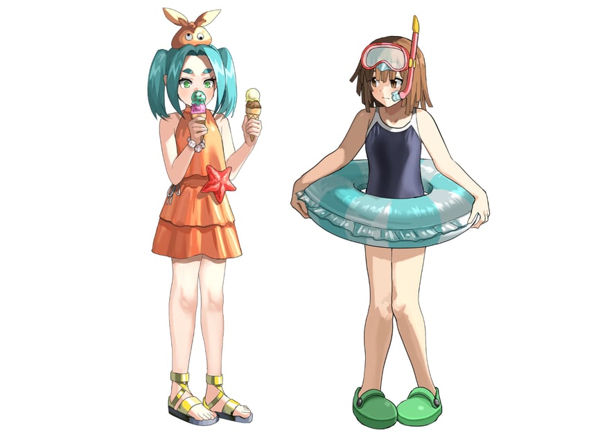 sengoku nadeko and ononoki yotsugi (monogatari) drawn by nari_(nari149528)