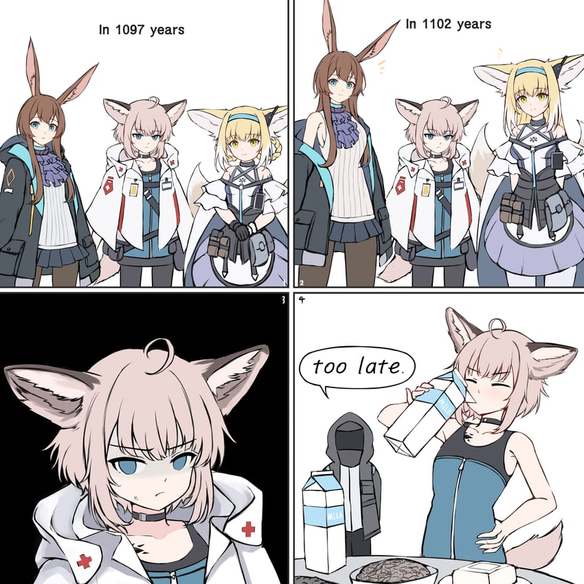 doctor, amiya, suzuran, and sussurro (arknights) drawn by gongbangmanchi_(daisy_cutter)