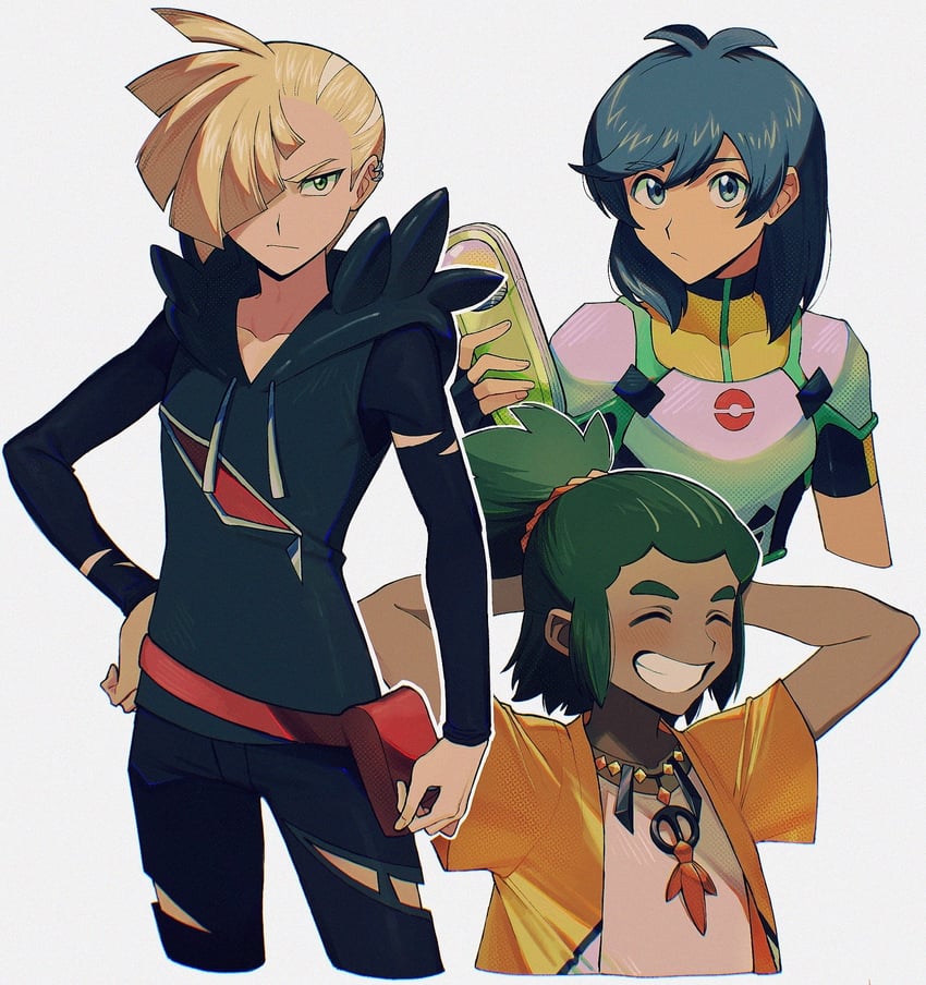 elio, gladion, and hau (pokemon and 2 more) drawn by kuruto.