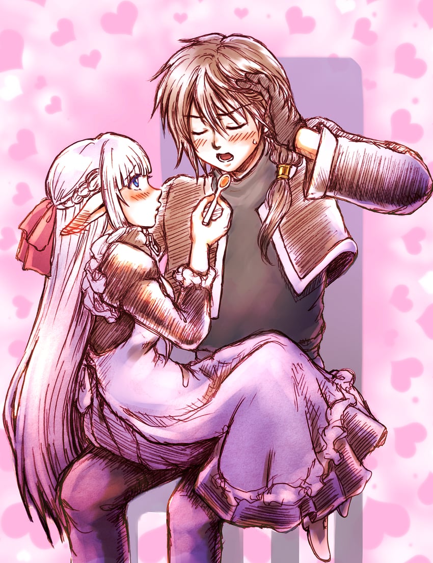 nephelia and zagan (maou no ore ga dorei elf wo yome ni shitanda ga dou medereba ii?) drawn by amitukichi