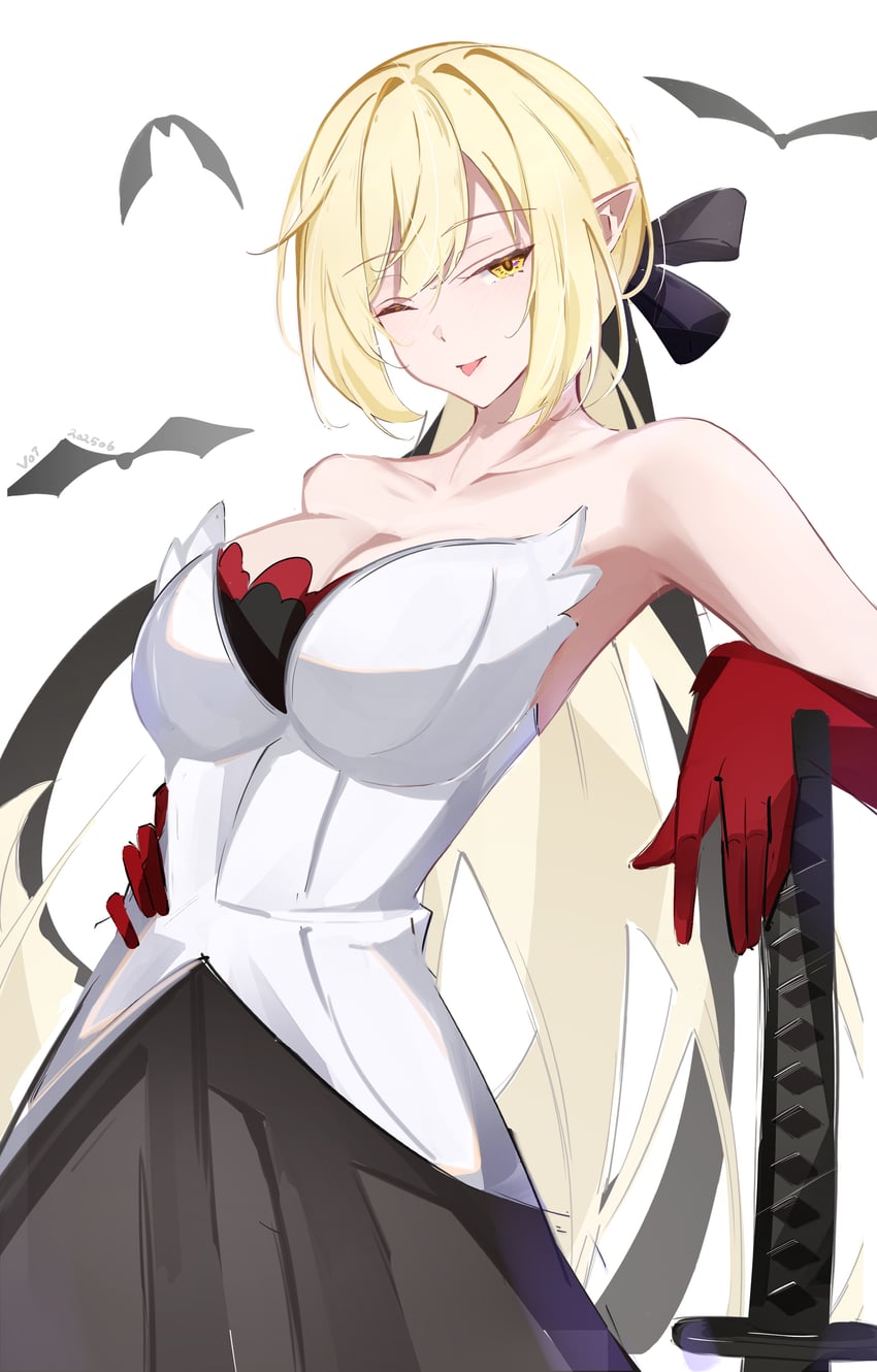 oshino shinobu and kiss-shot acerola-orion heart-under-blade (monogatari and 1 more) drawn by voi_271