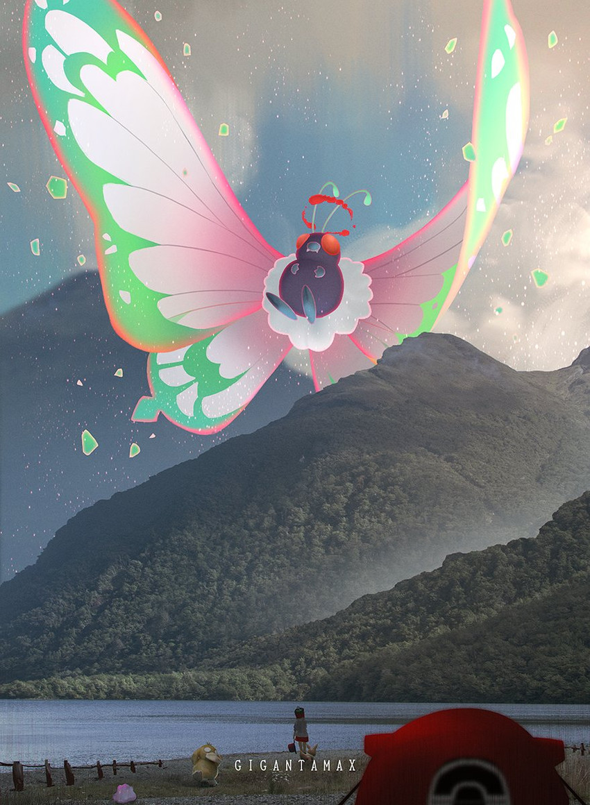 gloria, eevee, psyduck, ditto, butterfree, and 1 more (pokemon and 1 more) drawn by otsumami_(bu-bu-heaven)