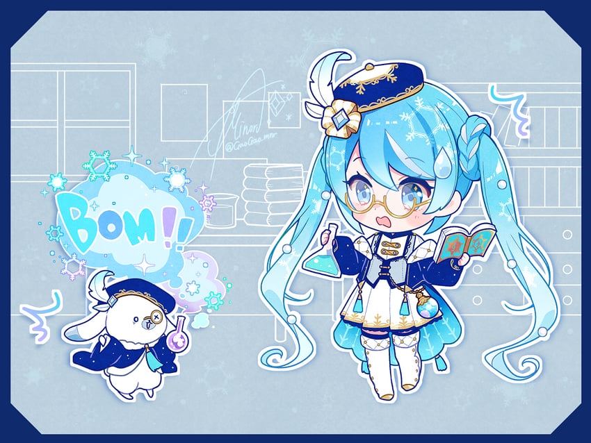 hatsune miku, yuki miku, and rabbit yukine (vocaloid) drawn by asagao_minoru