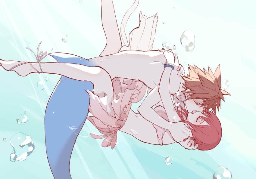 sora and kairi (kingdom hearts) drawn by ramochi_(auti)