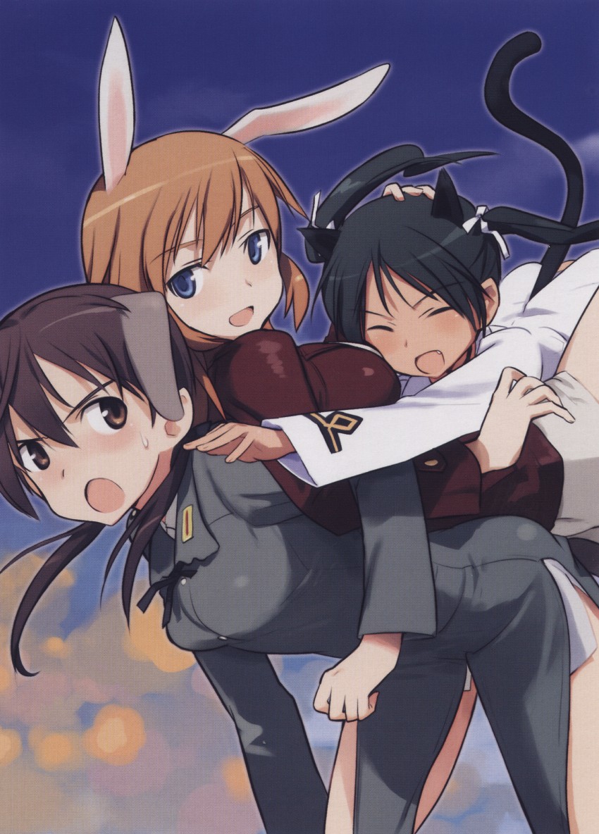 gertrud barkhorn, charlotte e. yeager, and francesca lucchini (world witches series and 1 more) drawn by shimada_fumikane