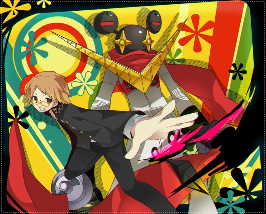 hanamura yousuke and jiraiya (persona and 1 more) drawn by rinsei
