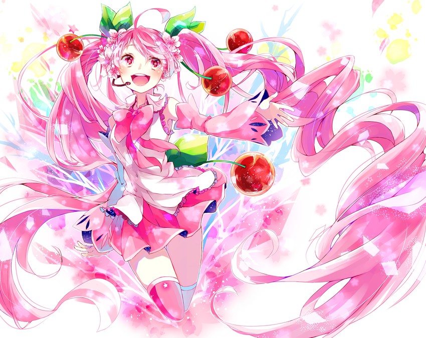 hatsune miku and sakura miku (vocaloid) drawn by shirayuki_towa