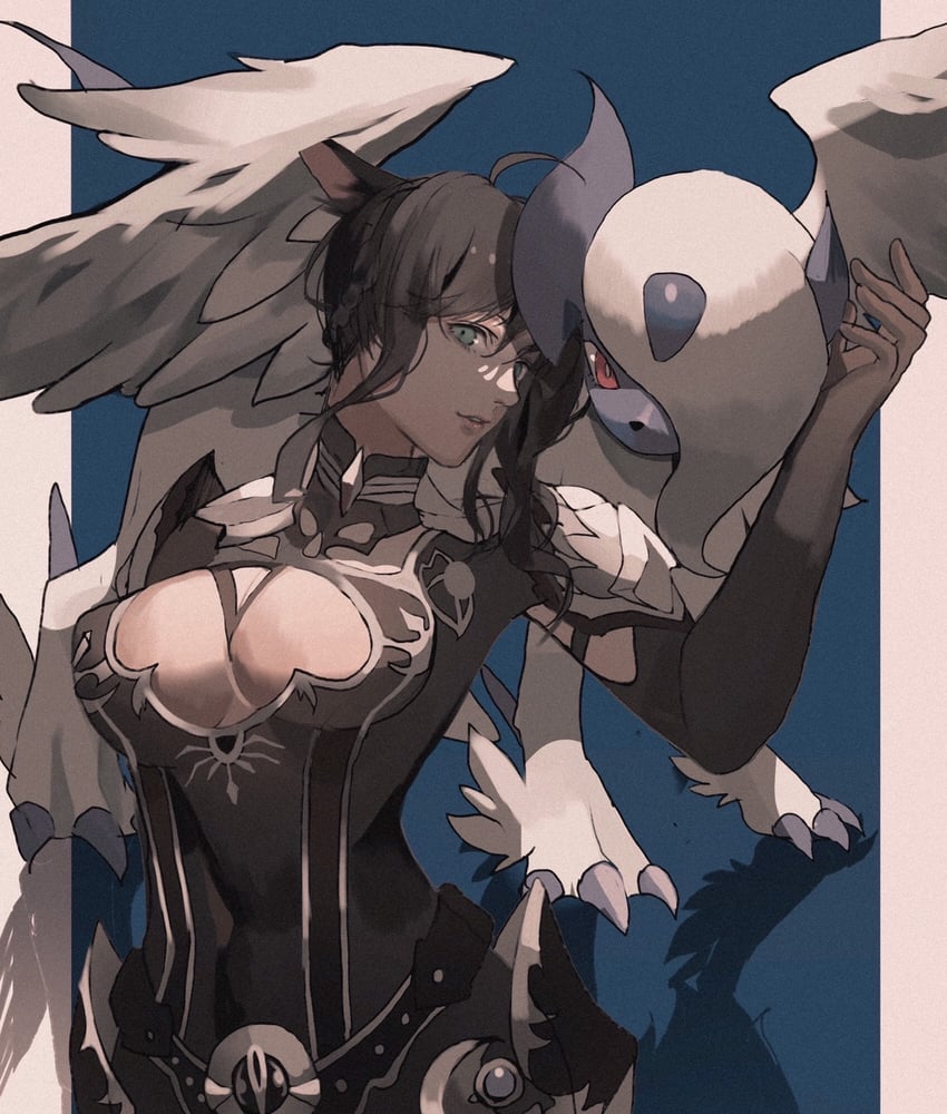 warrior of light, absol, and mega absol (pokemon and 2 more) drawn by reo_(mmocc123)