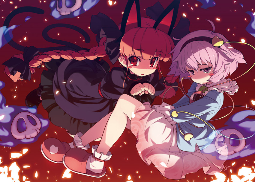 komeiji satori and kaenbyou rin (touhou) drawn by sumaki_shungo