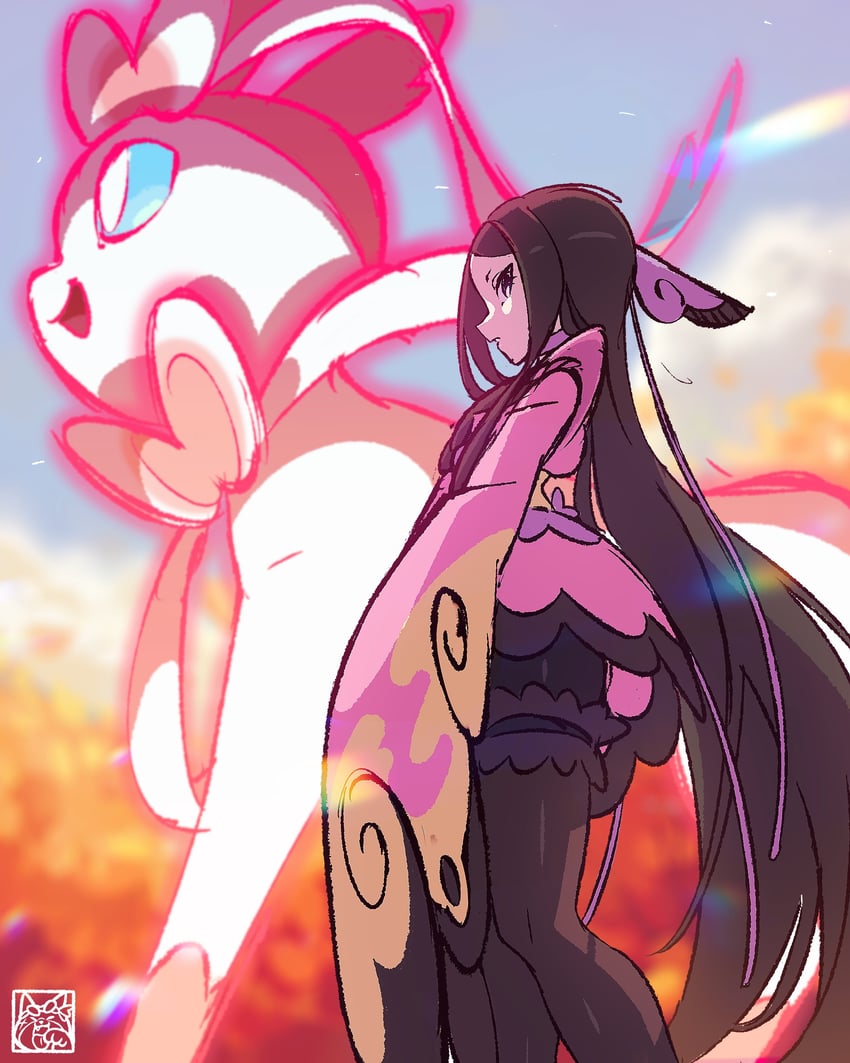 sylveon and valerie (pokemon and 1 more) drawn by kyonart