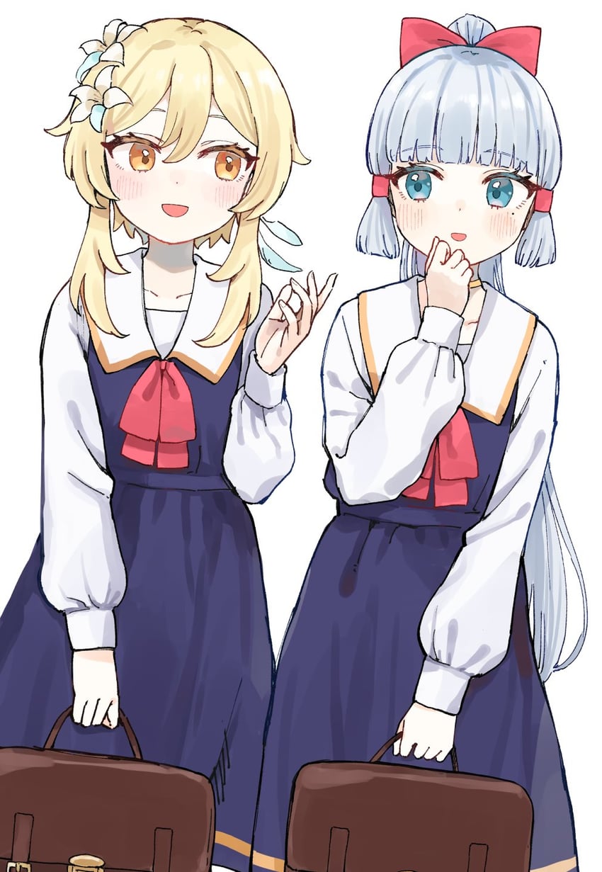 lumine and kamisato ayaka (genshin impact and 1 more) drawn by shijimi_kozou