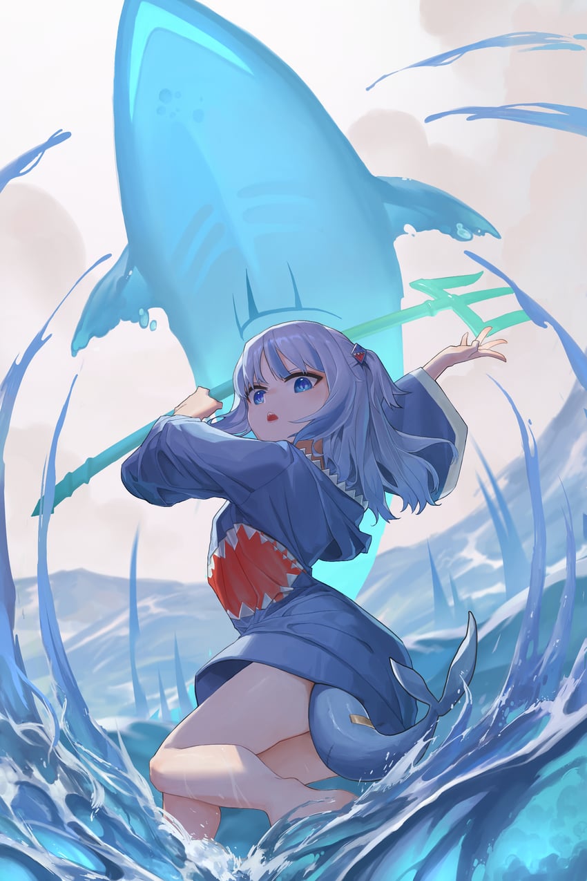 gawr gura (hololive and 1 more) drawn by monky