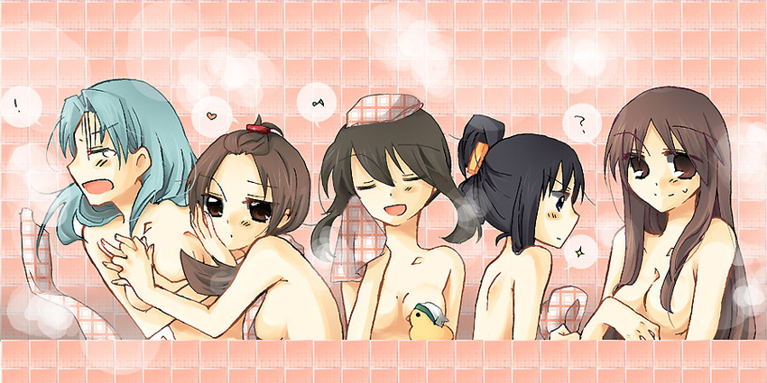 dawn, may, leaf, lyra, and kris (pokemon and 5 more) drawn by uyuki_(ouun)