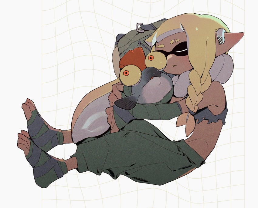 inkling player character, inkling girl, smallfry, and agent 3 (splatoon) drawn by higa423