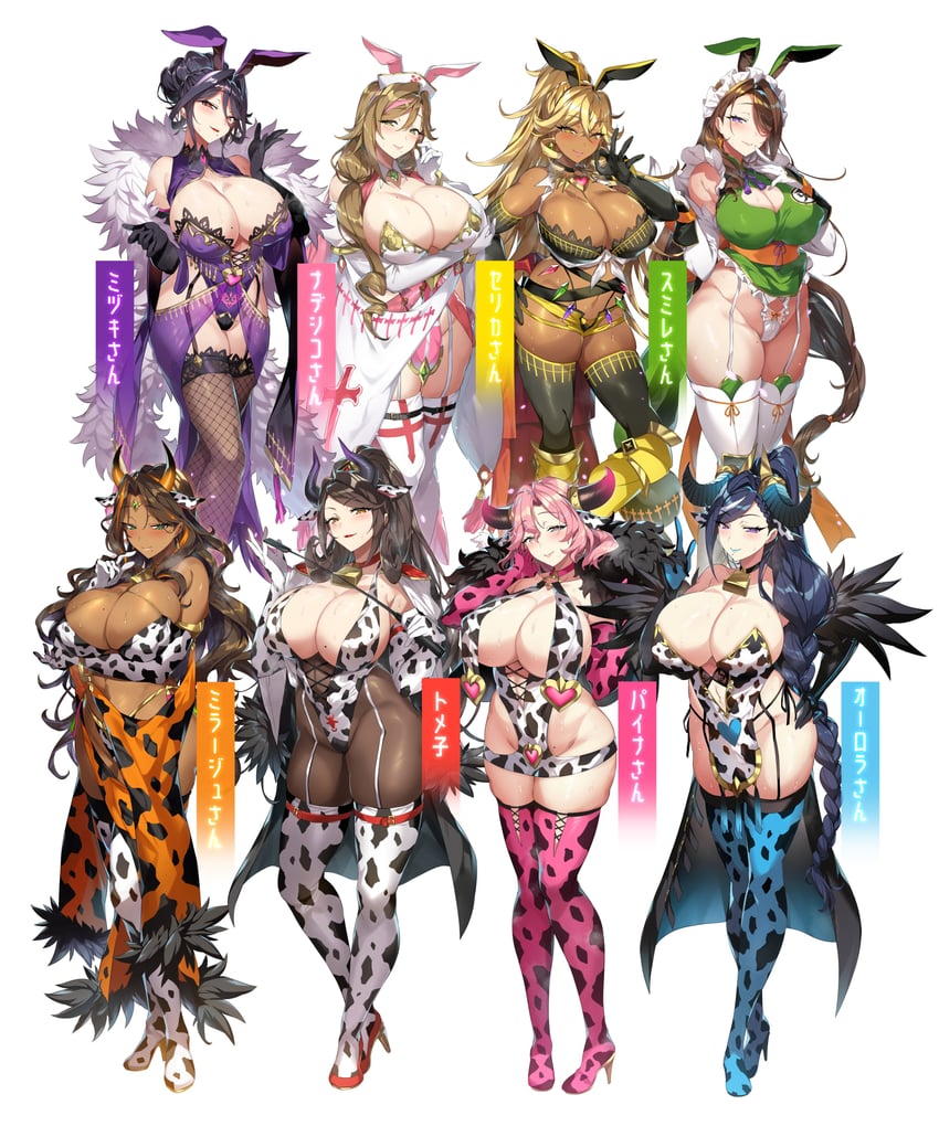 mizuki, serika, nadeshiko, tomeko, sumire, and 1 more (original and 1 more) drawn by senri_gan