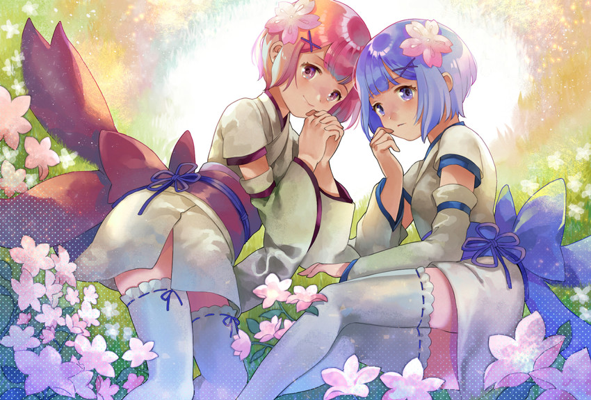 rem and ram (re:zero kara hajimeru isekai seikatsu) drawn by shiosoda