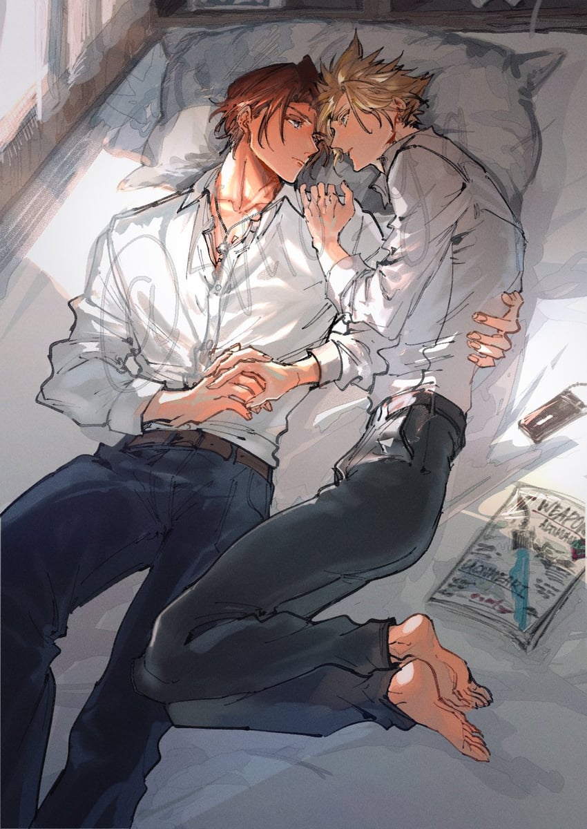 cloud strife and squall leonhart (final fantasy and 2 more) drawn by shio_ga