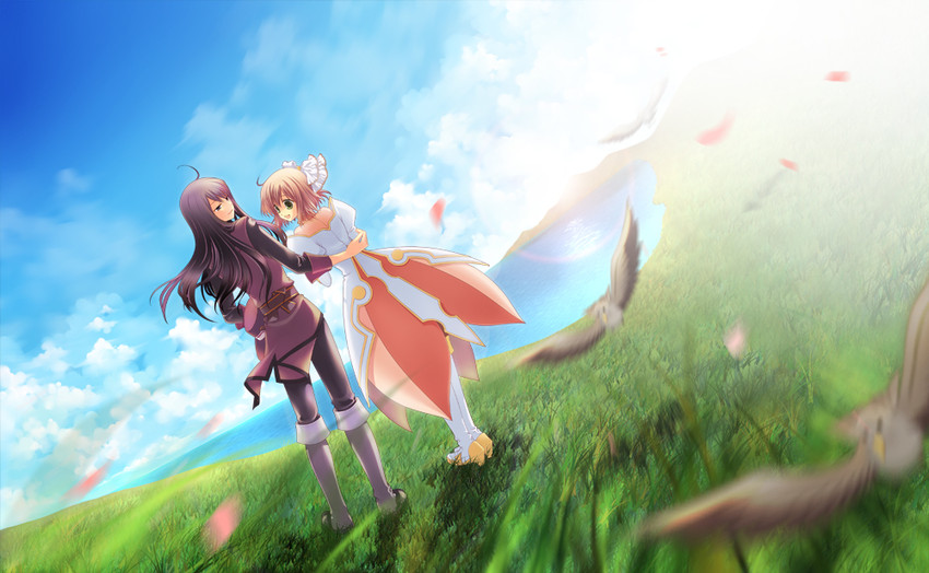 yuri lowell and estellise sidos heurassein (tales of and 1 more) drawn by ayamisiro