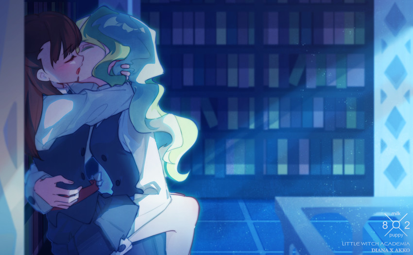 kagari atsuko and diana cavendish (little witch academia) drawn by milk_puppy