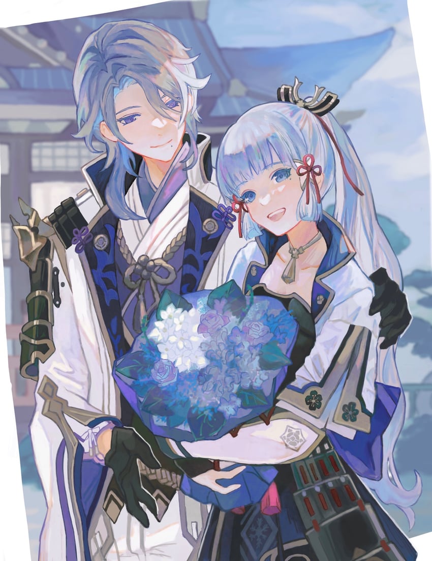 kamisato ayaka and kamisato ayato (genshin impact) drawn by mumu_vosp