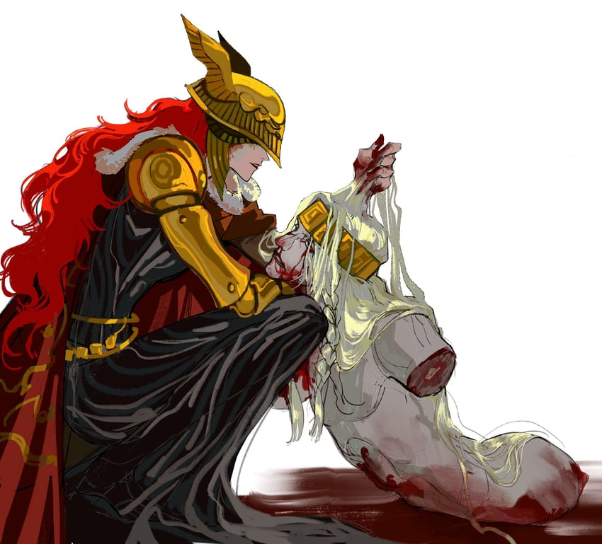 malenia blade of miquella and godrick the grafted (elden ring) drawn by raylia0808