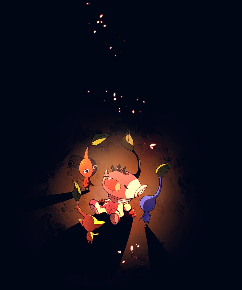 red pikmin, olimar, yellow pikmin, blue pikmin, and olimin (pikmin and 1 more) drawn by shirushiki