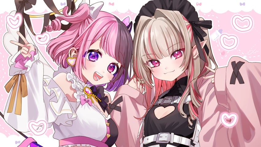 makaino ririmu and amaki pururu (nijisanji and 1 more) drawn by koe_01_03